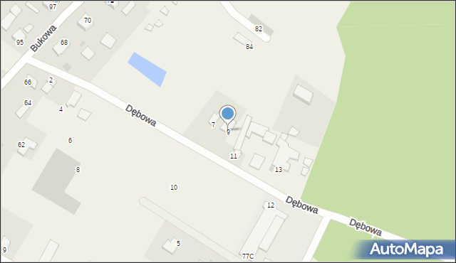 Wikielec, Dębowa, 9, mapa Wikielec