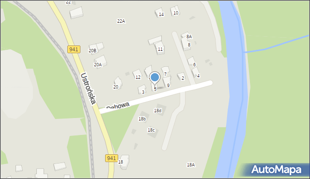 Wisła, Dębowa, 5, mapa Wisła