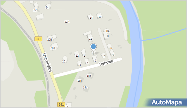 Wisła, Dębowa, 7, mapa Wisła