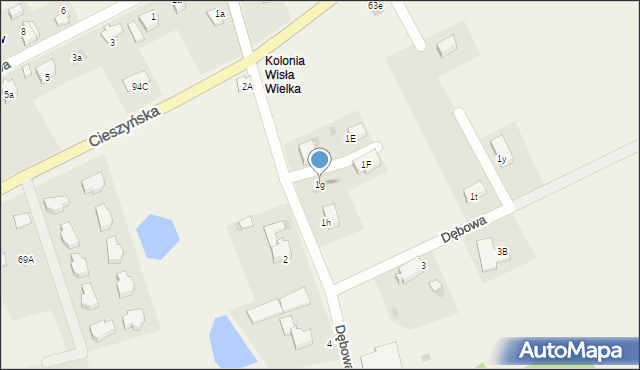 Wisła Wielka, Dębowa, 1g, mapa Wisła Wielka