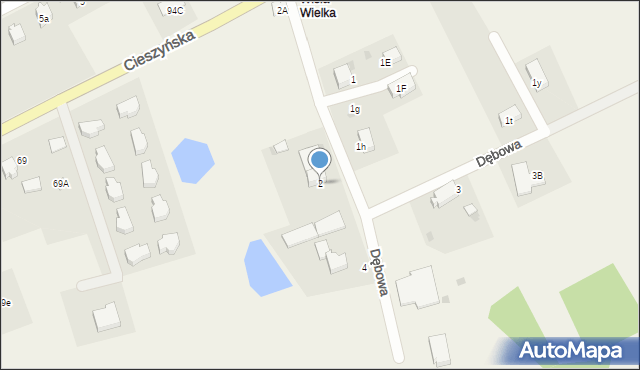 Wisła Wielka, Dębowa, 2, mapa Wisła Wielka