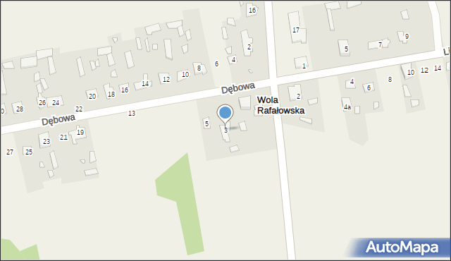 Wola Rafałowska, Dębowa, 3, mapa Wola Rafałowska