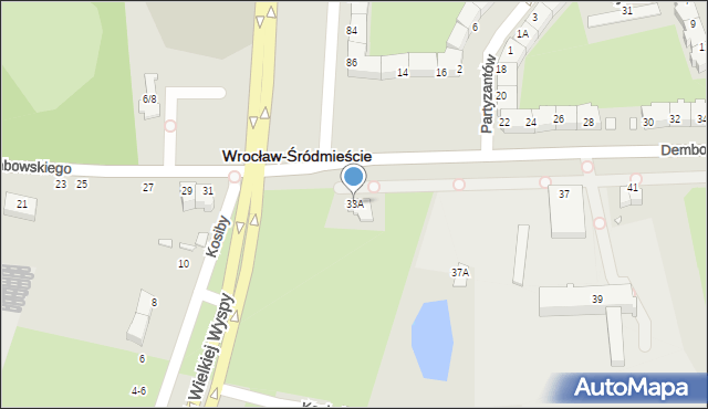 Wrocław, Dembowskiego Edwarda, 33A, mapa Wrocławia