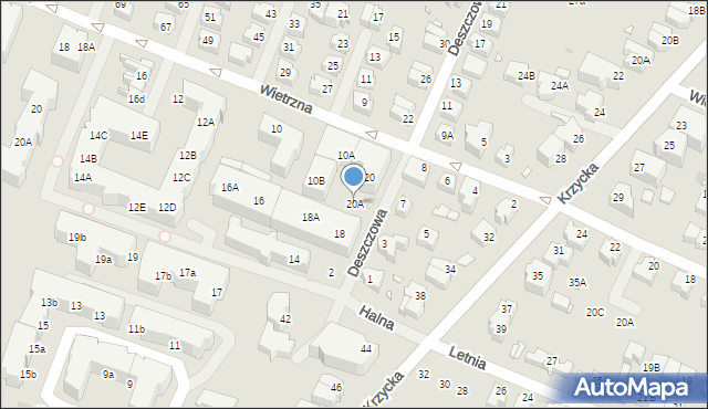 Wrocław, Deszczowa, 20A, mapa Wrocławia
