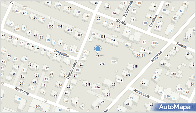 Wrocław, Deszczowa, 27, mapa Wrocławia