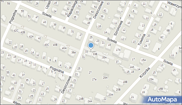 Wrocław, Deszczowa, 33A, mapa Wrocławia
