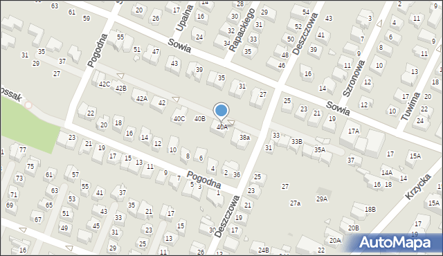 Wrocław, Deszczowa, 40A, mapa Wrocławia
