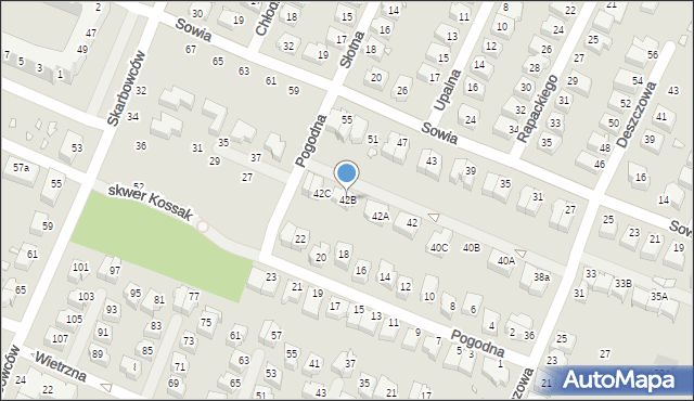 Wrocław, Deszczowa, 42B, mapa Wrocławia
