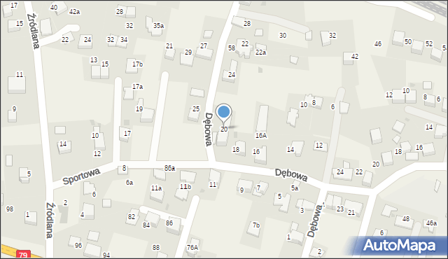 Zabierzów, Dębowa, 20, mapa Zabierzów