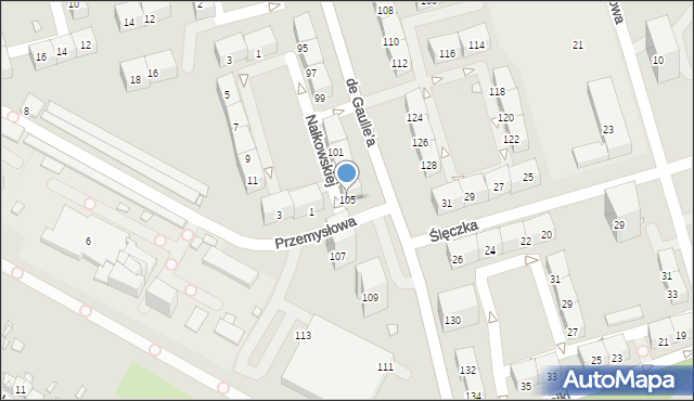 Zabrze, de Gaulle'a Charlesa, gen., 105, mapa Zabrza