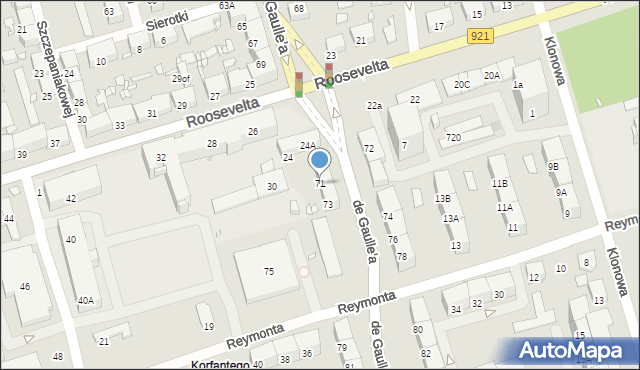 Zabrze, de Gaulle'a Charlesa, gen., 71, mapa Zabrza