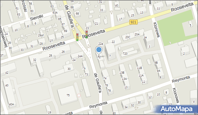 Zabrze, de Gaulle'a Charlesa, gen., 72, mapa Zabrza