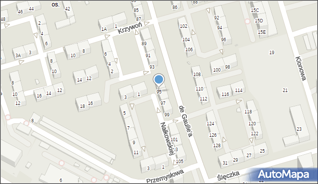 Zabrze, de Gaulle'a Charlesa, gen., 95, mapa Zabrza