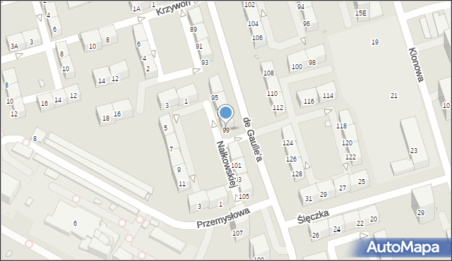 Zabrze, de Gaulle'a Charlesa, gen., 99, mapa Zabrza