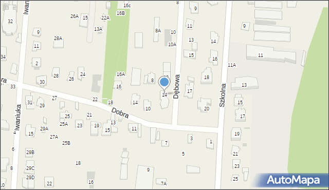 Zakręt, Dębowa, 14, mapa Zakręt
