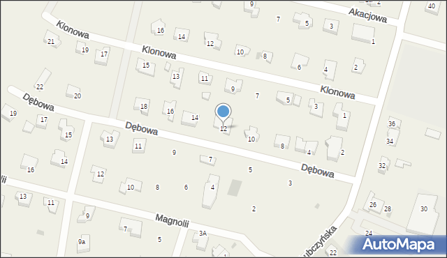 Załom, Dębowa, 12, mapa Załom