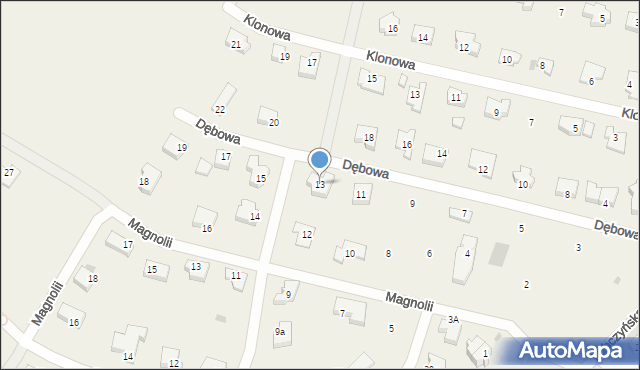 Załom, Dębowa, 13, mapa Załom