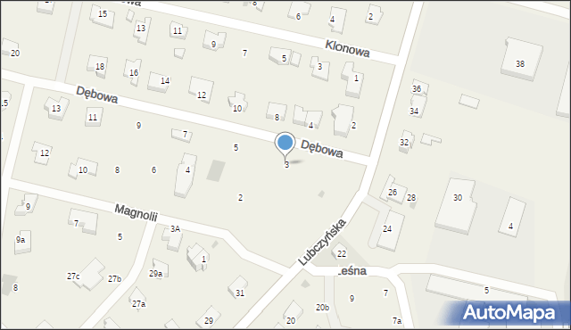 Załom, Dębowa, 3, mapa Załom