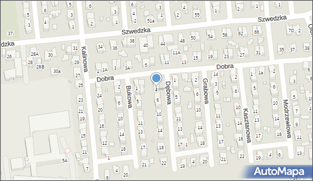 Zamość, Dębowa, 4, mapa Zamościa