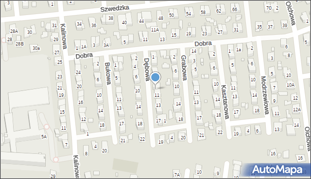Zamość, Dębowa, 9, mapa Zamościa