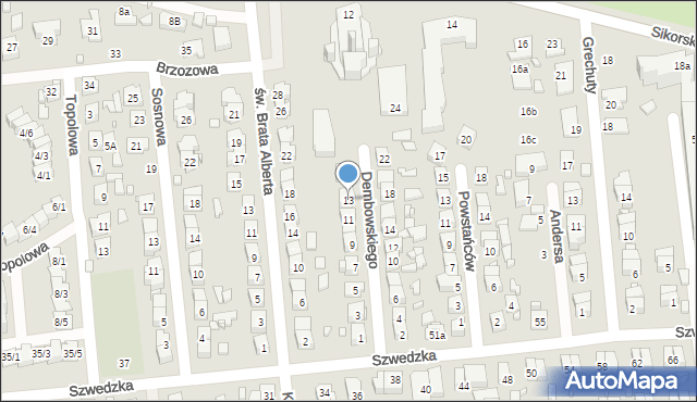 Zamość, Dembowskiego Edwarda, 13, mapa Zamościa