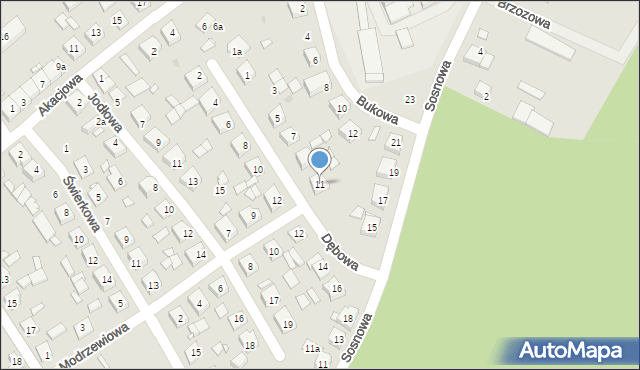 Zaniemyśl, Dębowa, 11, mapa Zaniemyśl