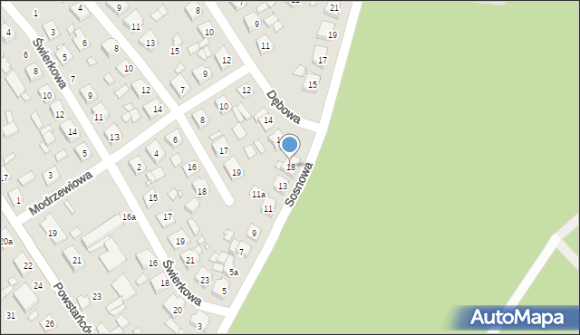 Zaniemyśl, Dębowa, 18, mapa Zaniemyśl