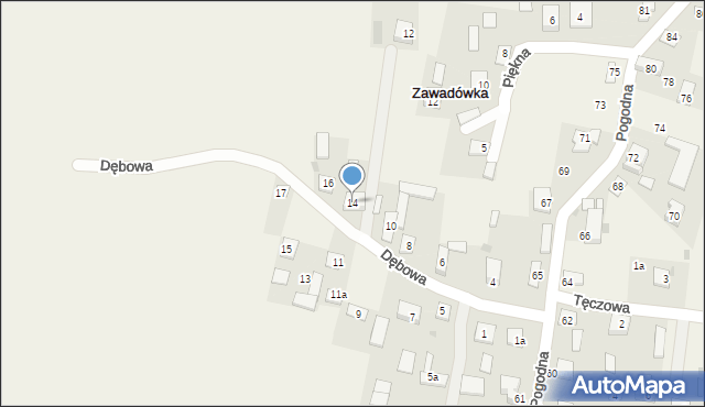 Zawadówka, Dębowa, 14, mapa Zawadówka