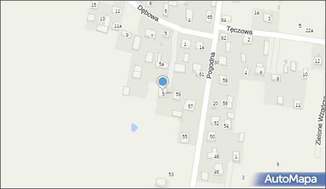 Zawadówka, Dębowa, 3, mapa Zawadówka