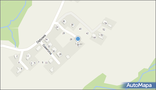 Żeleźnikowa Wielka, Dębowa, 30, mapa Żeleźnikowa Wielka