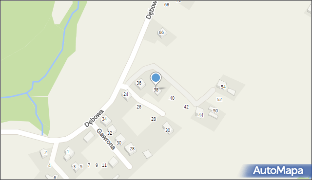 Żeleźnikowa Wielka, Dębowa, 38, mapa Żeleźnikowa Wielka