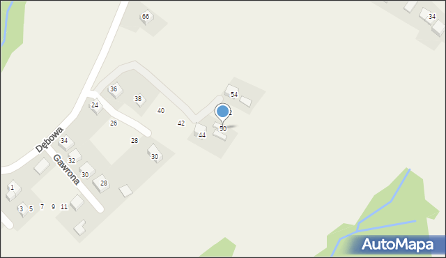 Żeleźnikowa Wielka, Dębowa, 50, mapa Żeleźnikowa Wielka