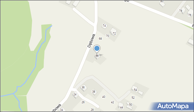 Żeleźnikowa Wielka, Dębowa, 66, mapa Żeleźnikowa Wielka