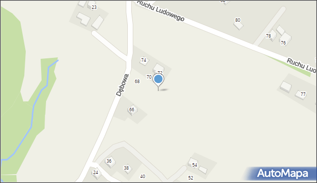 Żeleźnikowa Wielka, Dębowa, 68a, mapa Żeleźnikowa Wielka