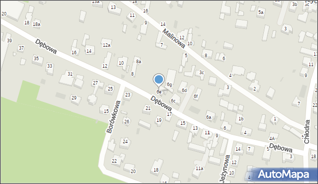Zielona Góra, Dębowa, 6e, mapa Zielona Góra