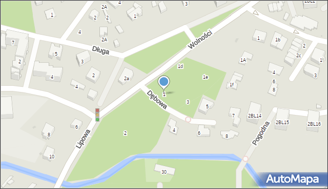Zielonka, Dębowa, 1, mapa Zielonka