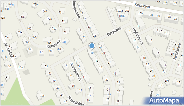 Bezrzecze, Diamentowa, 10, mapa Bezrzecze