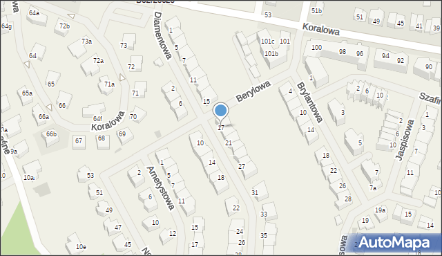 Bezrzecze, Diamentowa, 17, mapa Bezrzecze