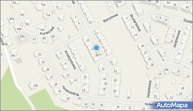 Bezrzecze, Diamentowa, 18, mapa Bezrzecze