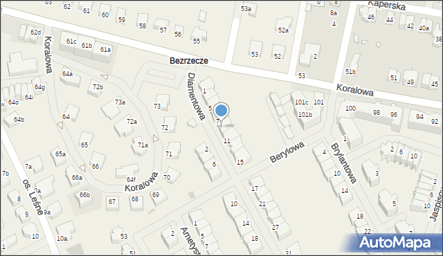 Bezrzecze, Diamentowa, 9, mapa Bezrzecze