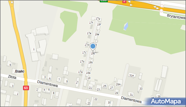 Białki, Diamentowa, 19c, mapa Białki