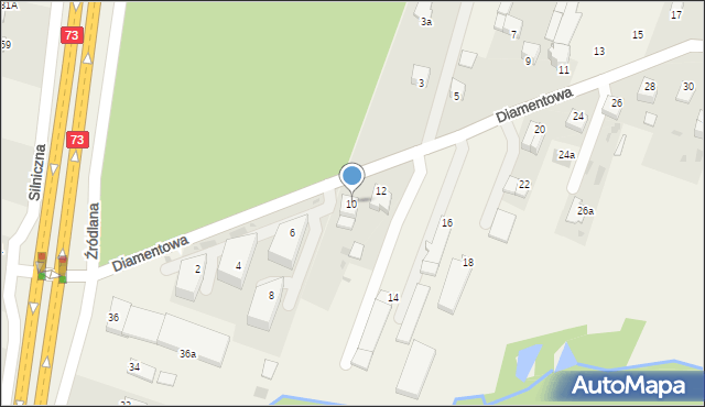 Dąbrowa, Diamentowa, 10, mapa Dąbrowa