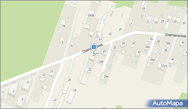 Dąbrowa, Diamentowa, 20, mapa Dąbrowa