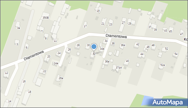 Dąbrowa, Diamentowa, 32, mapa Dąbrowa