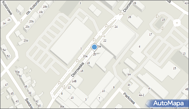 Dzierżoniów, Diorowska, 20, mapa Dzierżoniów