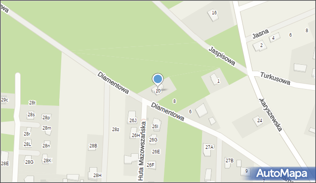 Huta Mazowszańska, Diamentowa, 10, mapa Huta Mazowszańska