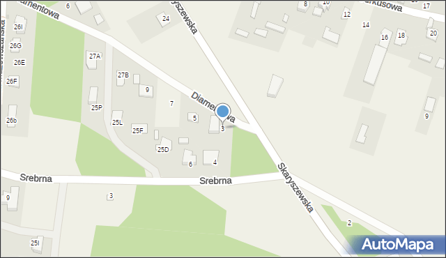 Huta Mazowszańska, Diamentowa, 3, mapa Huta Mazowszańska