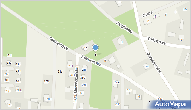 Huta Mazowszańska, Diamentowa, 8, mapa Huta Mazowszańska
