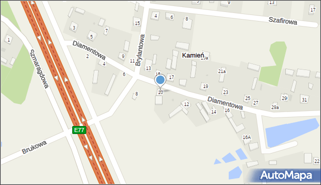 Kamień, Diamentowa, 10, mapa Kamień