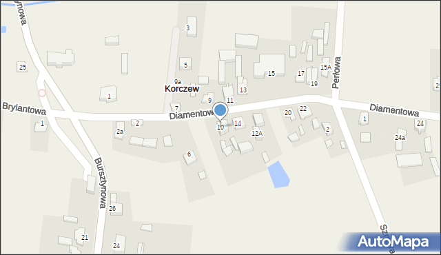 Korczew, Diamentowa, 10, mapa Korczew